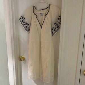 Old Navy Cream Dress with Black Embroidery